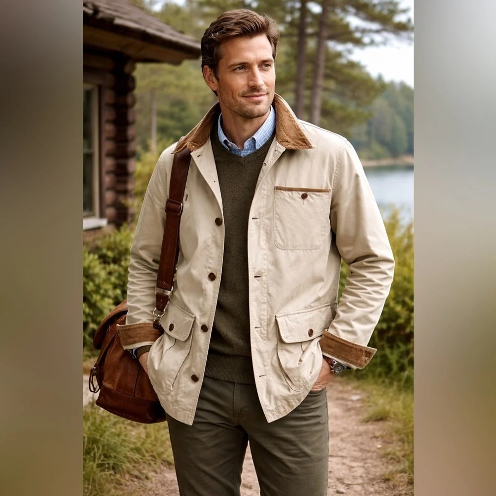 Orvis Mens Chore Coat Sz Medium Khaki Tan Barn Jacket Field Utility Mesh Lined